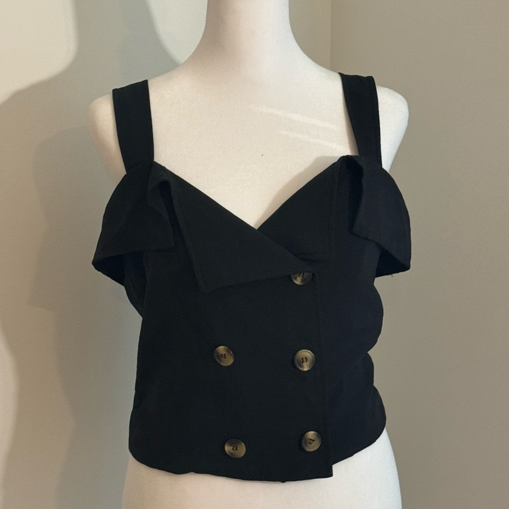 Aime Leon Dore Black Buttoned Crop Tank Top